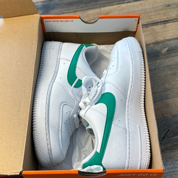 Nike Air Force Shoes - Nike Women's White and Green Athletic Shoes